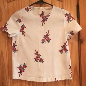 White, patterned Zara top